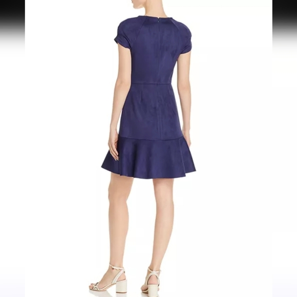 Aqua Faux Suede Navy Midi Dress Sz S NWOT MSRP $98 - Picture 3 of 6